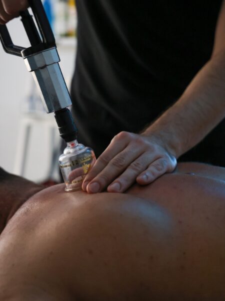 Man receiving dry cupping therapy