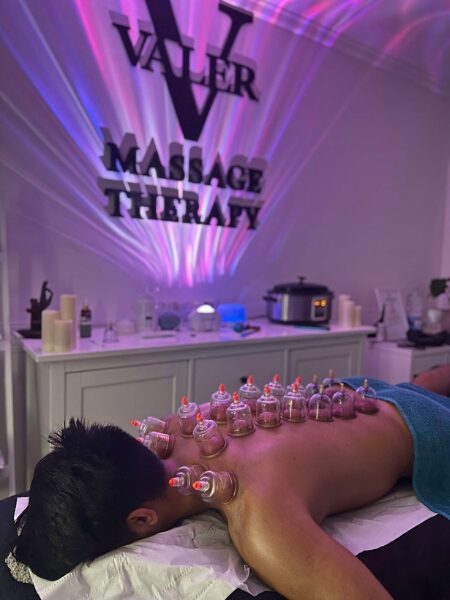 Man receiving dry cupping therapy